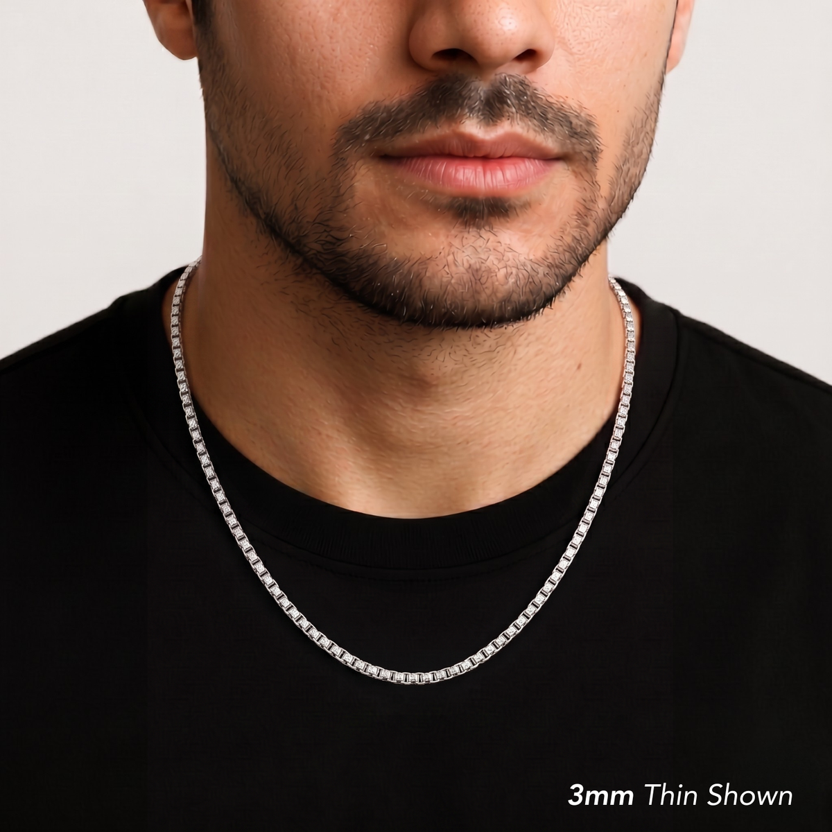 Sterling Silver Italian Box Chains With Diamond-Cut Engravings, With Strong Lobster Lock