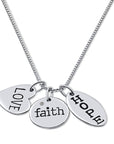 Sterling Silver Love, Faith, Hope Pendant Charm Necklace