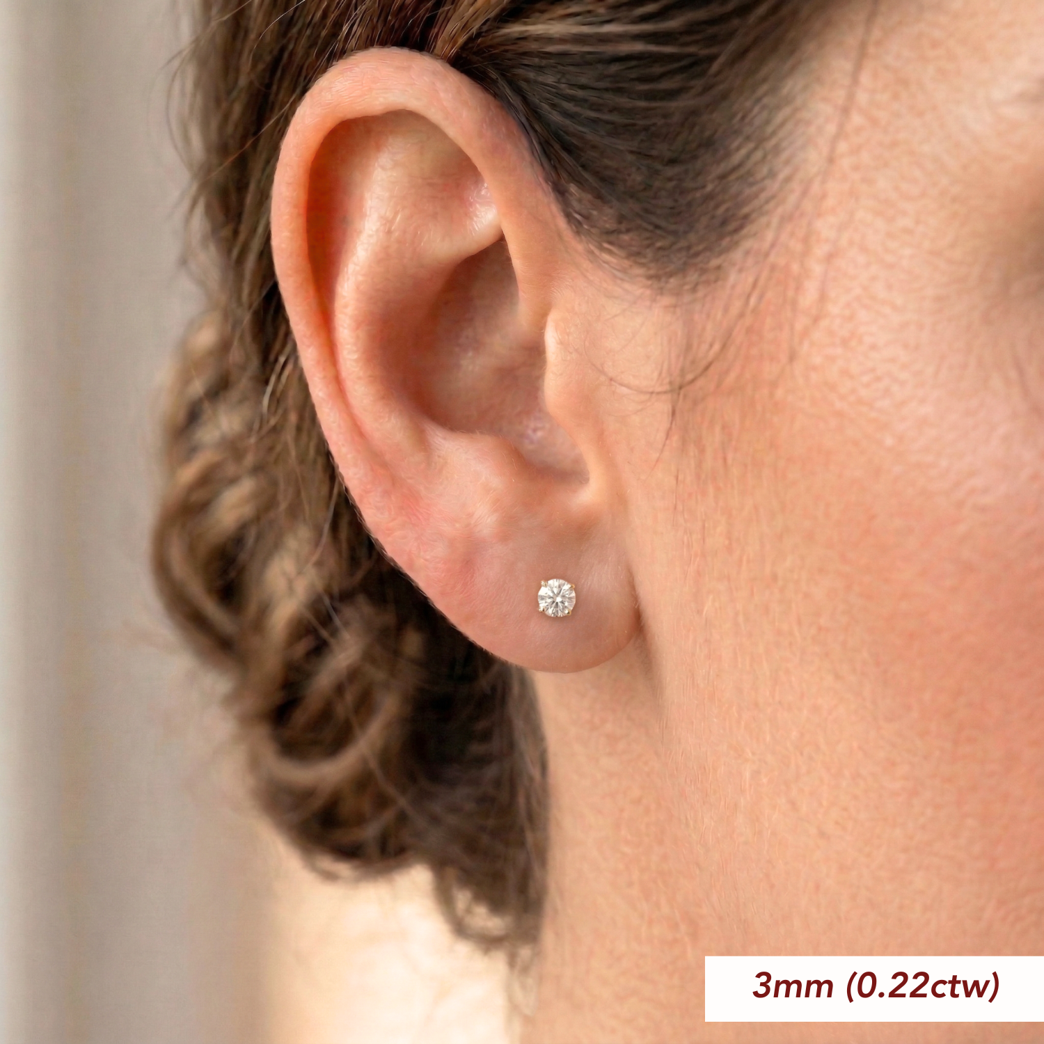 14K Yellow Gold Lab Diamond Stud Earrings, CVD Brilliant Solitaire Round Diamond Studs, Screwback