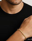 14K Yellow Gold Rope Chain Bracelet, Lobster Lock