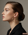 14k Yellow Gold Chunky Hoop Earrings, 3mm Thickness