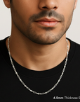 925 Sterling Silver Figarope Milano Italian Chain Necklace
