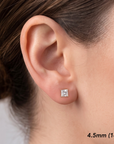 14K Yellow Gold Princess-Cut Lab Diamond Studs, Pushback