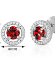 Sterling Silver Birthstone Halo Stud Earrings - Available in all 12 colors