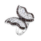 Sterling Silver Butterfly Cocktail Ring, Chocolate Stones