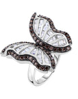 CZ Butterfly Cocktail Ring, Chocolate Stones in Sterling Silver