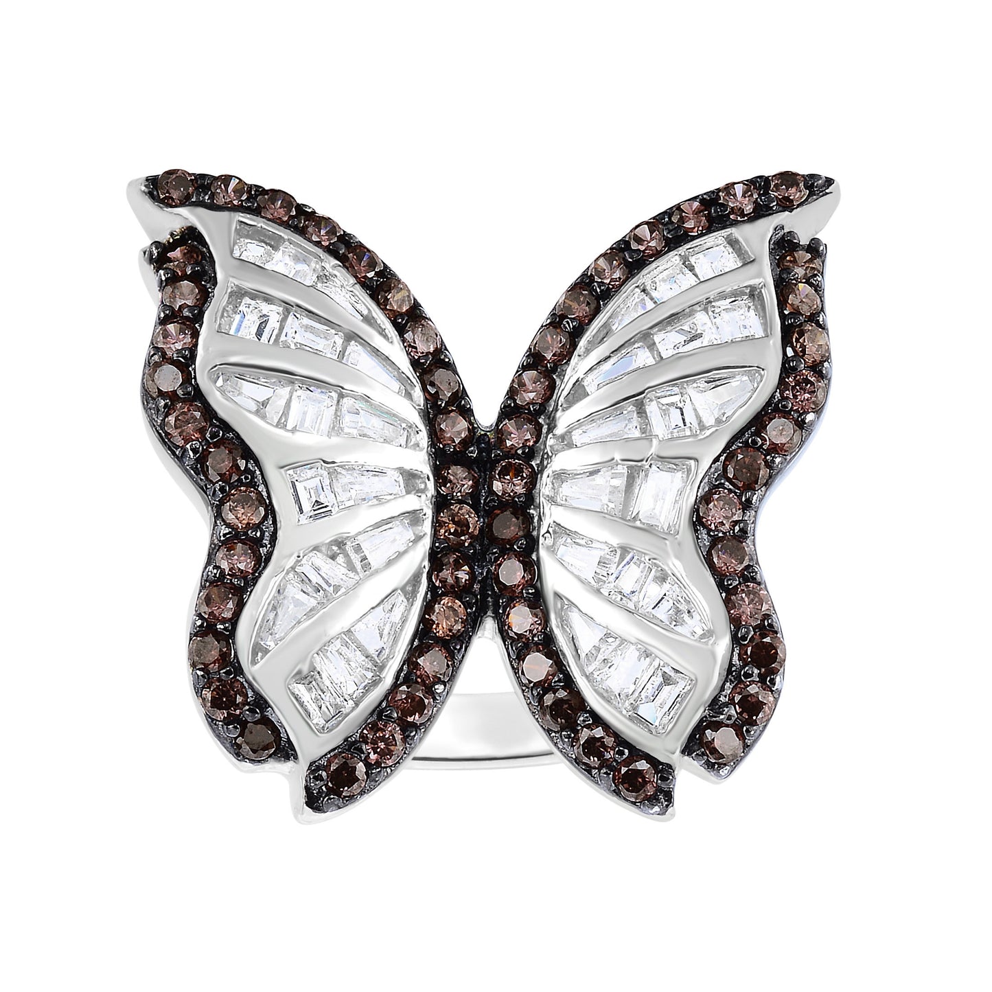 Sterling Silver Butterfly Cocktail Ring, Chocolate Stones