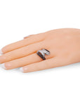 Cocktail Ring With White & Coffee Brown Baguette CZ in Sterling Silver