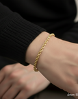 14K Yellow Gold Rope Chain Bracelet, Lobster Lock