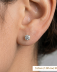 14K White Gold Solitaire Lab Diamond Studs, Screwback