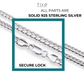 Solid Silver 5mm Cuban Chains, Italian 925 Pure Sterling Silver, Strong Lobster Lock