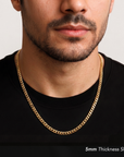 14k Gold Plated Miami Cuban Sterling Silver Chains, With Lobster Lock