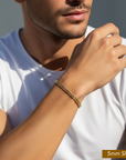 14K Solid Yellow Gold Curb Link Chain Bracelet, 7 Inches