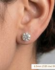 14K Yellow Gold Solitaire Lab Diamond Studs, Screwback