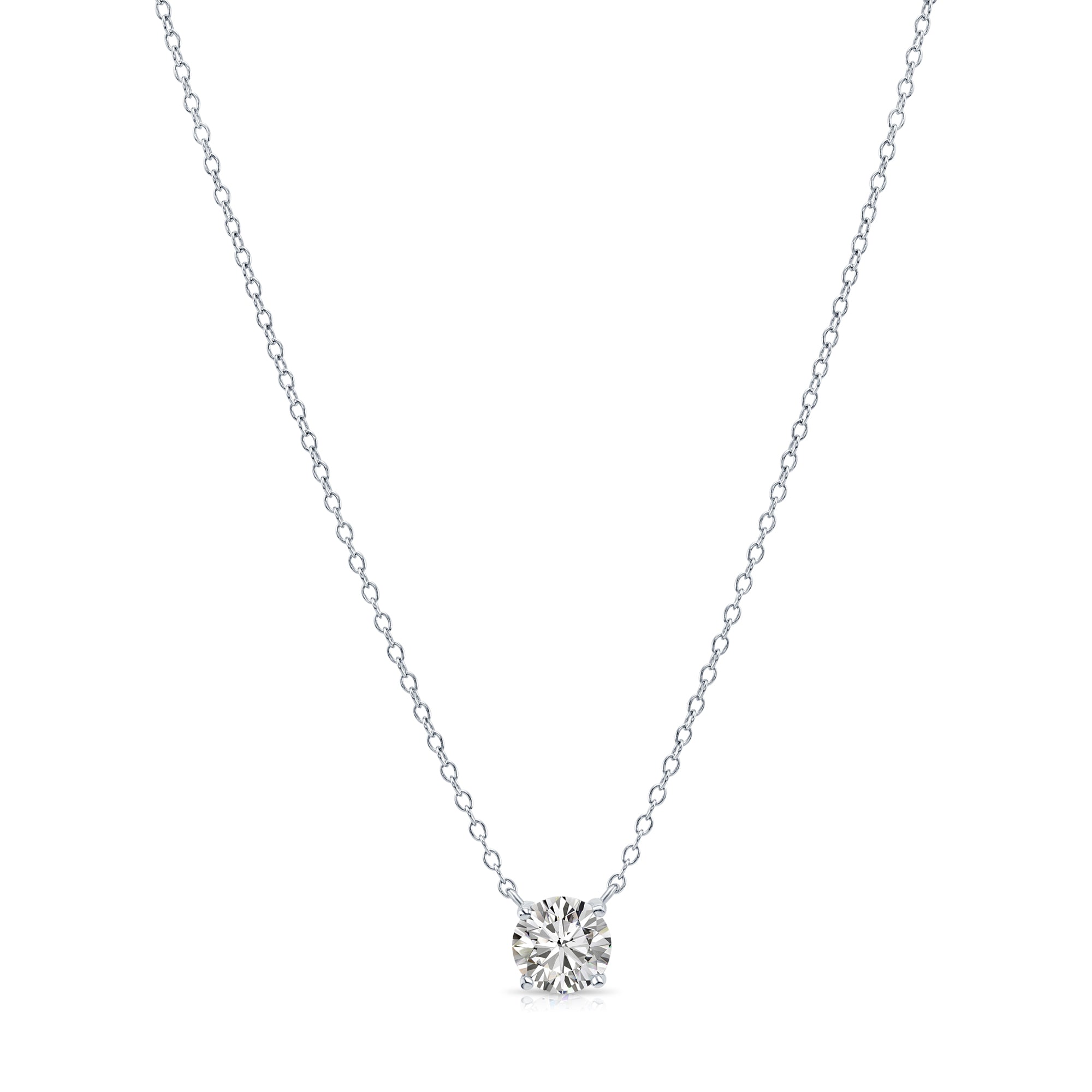 CZ Round Solitaire Necklace in Sterling Silver