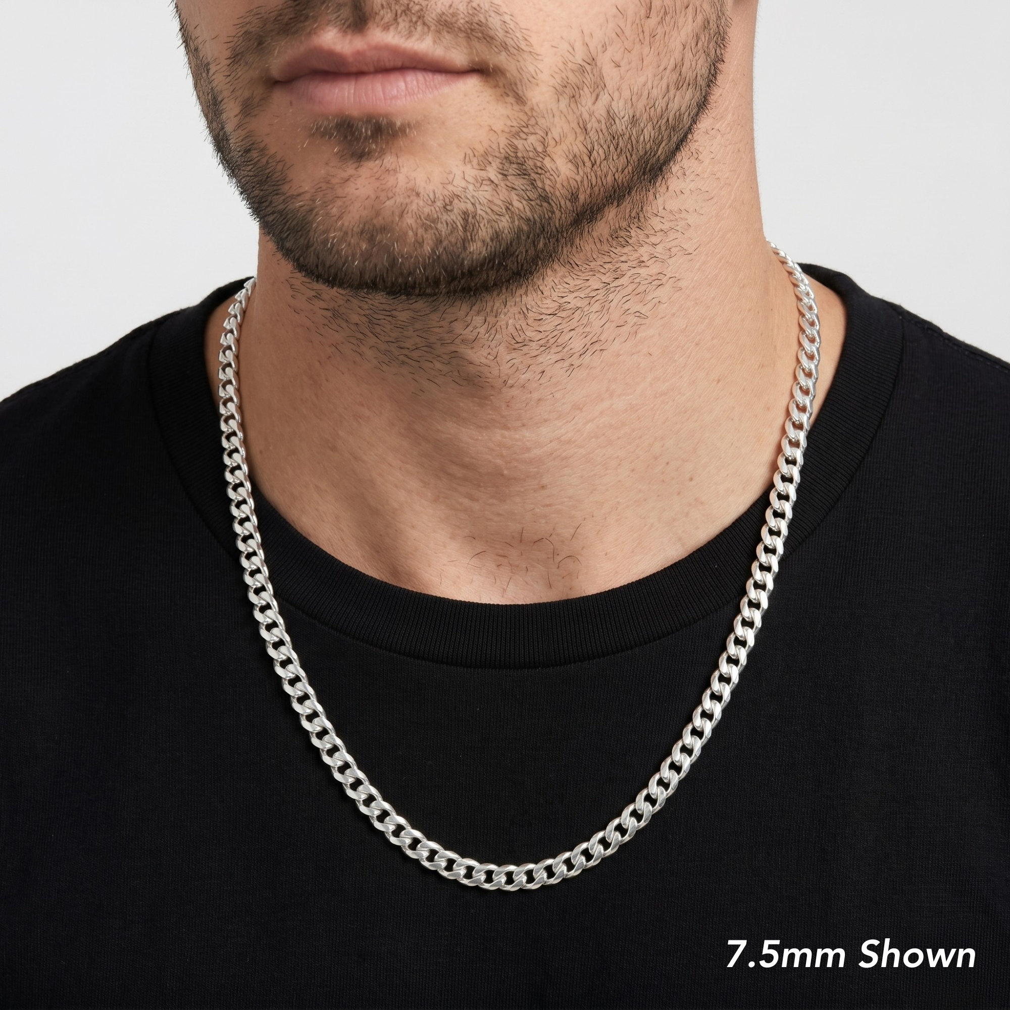 Sterling Silver Italian Curb Chain Necklace, Lobster Lock
