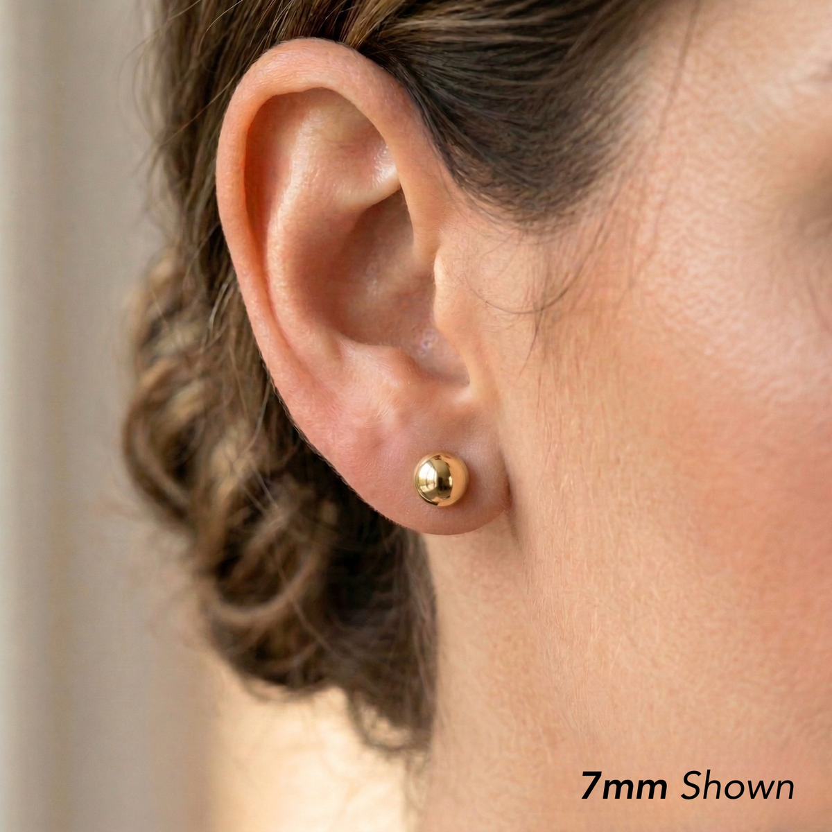 14k Yellow Gold Classic Ball Stud Earrings, Screwback