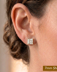 14k Yellow Gold Square Zirconia Stud Earrings with Butterfly Pushbacks, Unisex