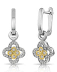 Sterling Silver Two-Tone Clover Drop Earrings