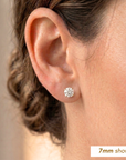 14k White Gold Classic Solitaire Cubic Zirconia Stud Earrings, Pushback