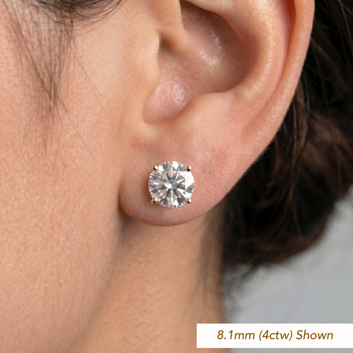 14K Yellow Gold Solitaire Lab Diamond Studs, Screwback