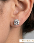 14K White Gold Solitaire Lab Diamond Studs, Screwback