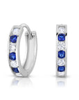 Sterling Silver CZ Birthstone Huggie Hoop Earrings, 13mm