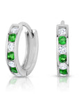 Sterling Silver CZ Birthstone Huggie Hoop Earrings, 13mm