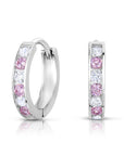 Sterling Silver CZ Birthstone Huggie Hoop Earrings, 13mm