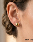 14K Yellow Gold Flat Ball Studs, Pushback