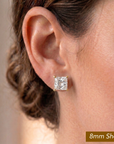 14k Yellow Gold Square Zirconia Stud Earrings with Butterfly Pushbacks, Unisex