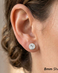 14k White Gold Ball Studs With Hand Engraved Spiral Design