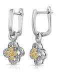 Sterling Silver Two-Tone Clover Drop Earrings