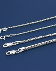 Sterling Silver Italian Box Chains With Diamond-Cut Engravings, With Strong Lobster Lock