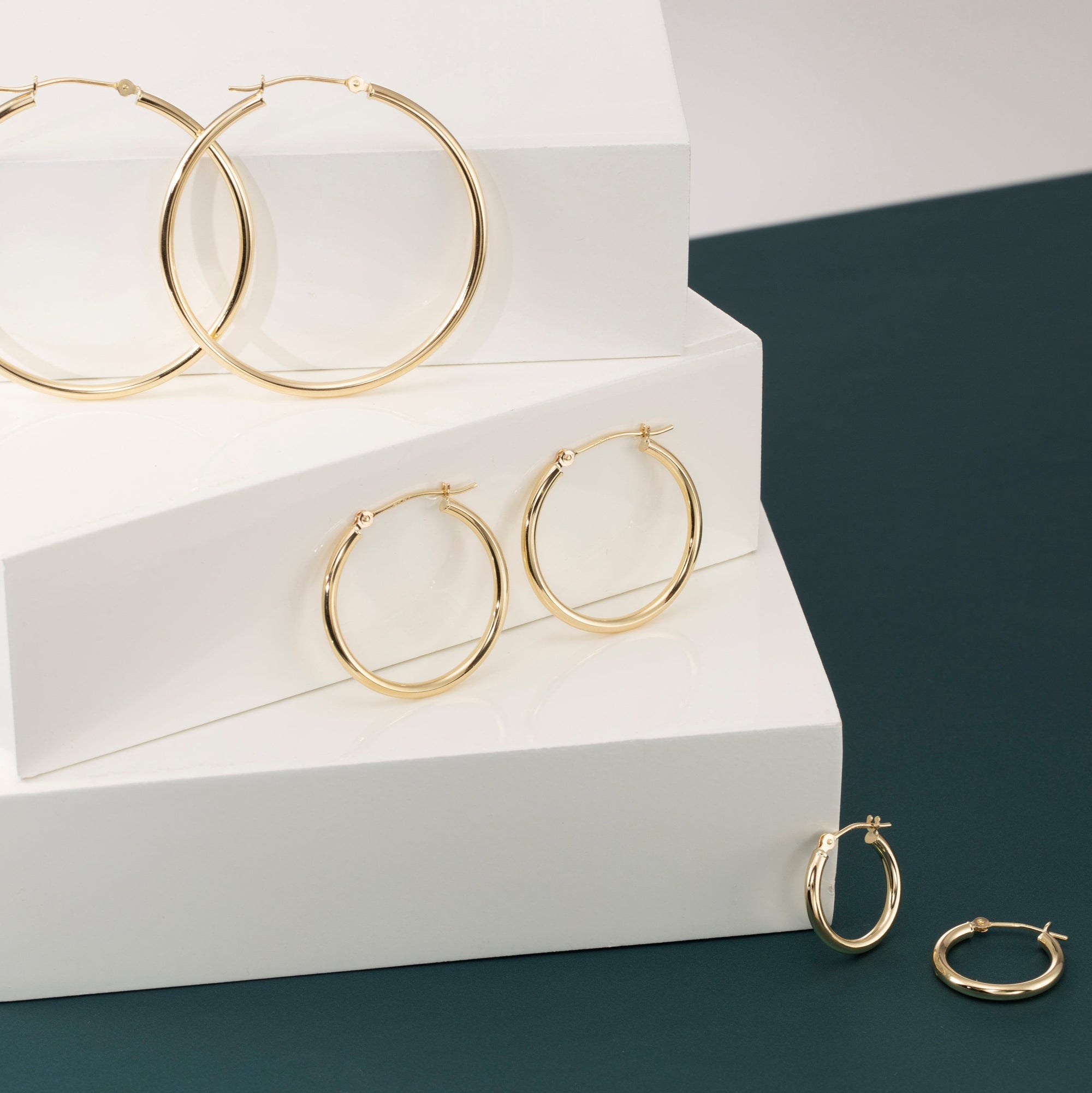 10K Yellow Gold Classic Round Hoop Earrings, 2mm Thin, All Sizes Available