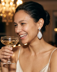 Sterling Silver Oval Teardrop Dangle Earrings, With Pushbacks