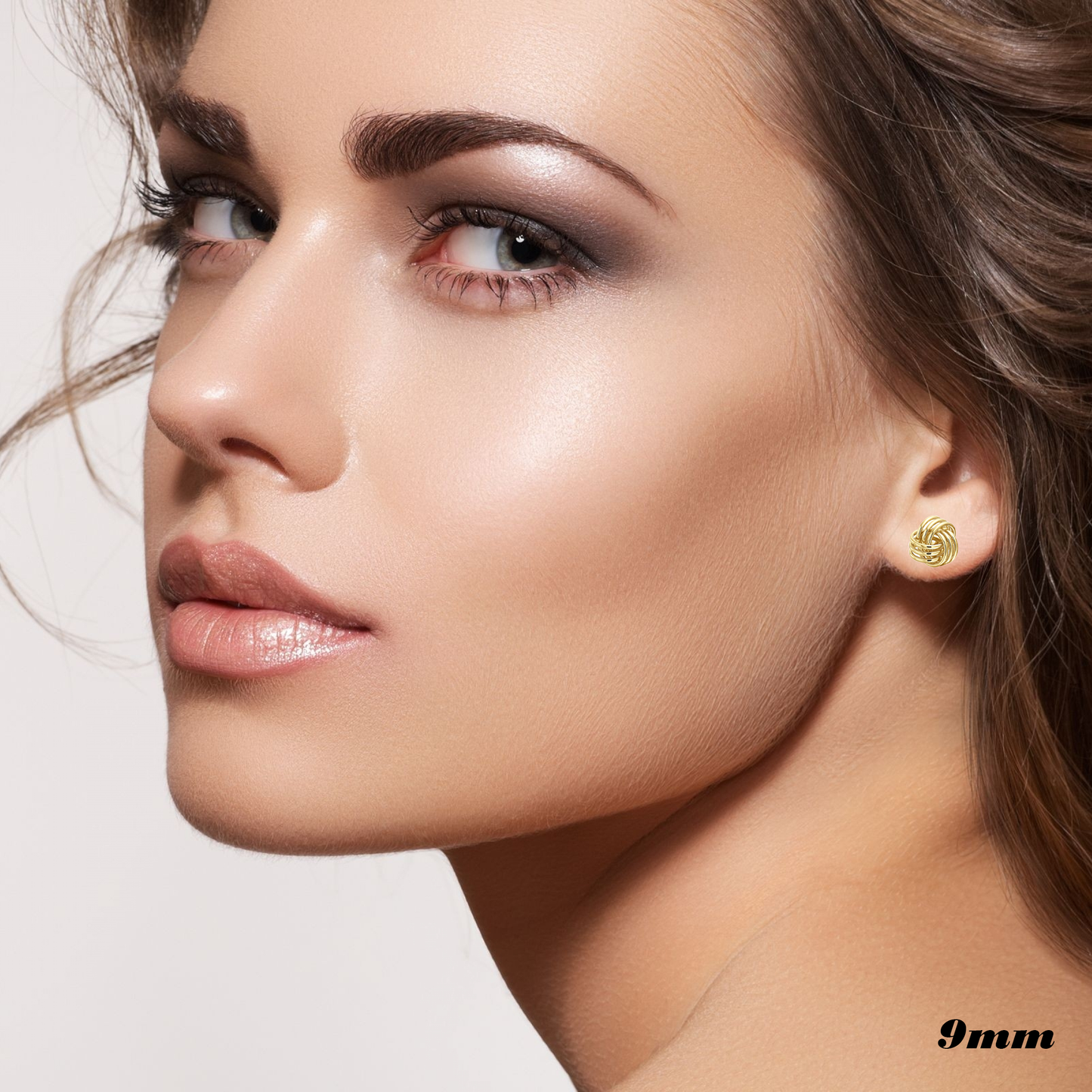 14k Gold Polished Love Knot Stud Earrings, 9mm