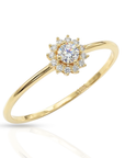 10K Yellow Gold Dainty Flower Ring