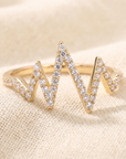 14K Yellow Gold Lab Diamond Heartbeat Ring, 0.21ctw