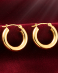 14K Yellow Gold Chunky Hoop Earrings, 5mm