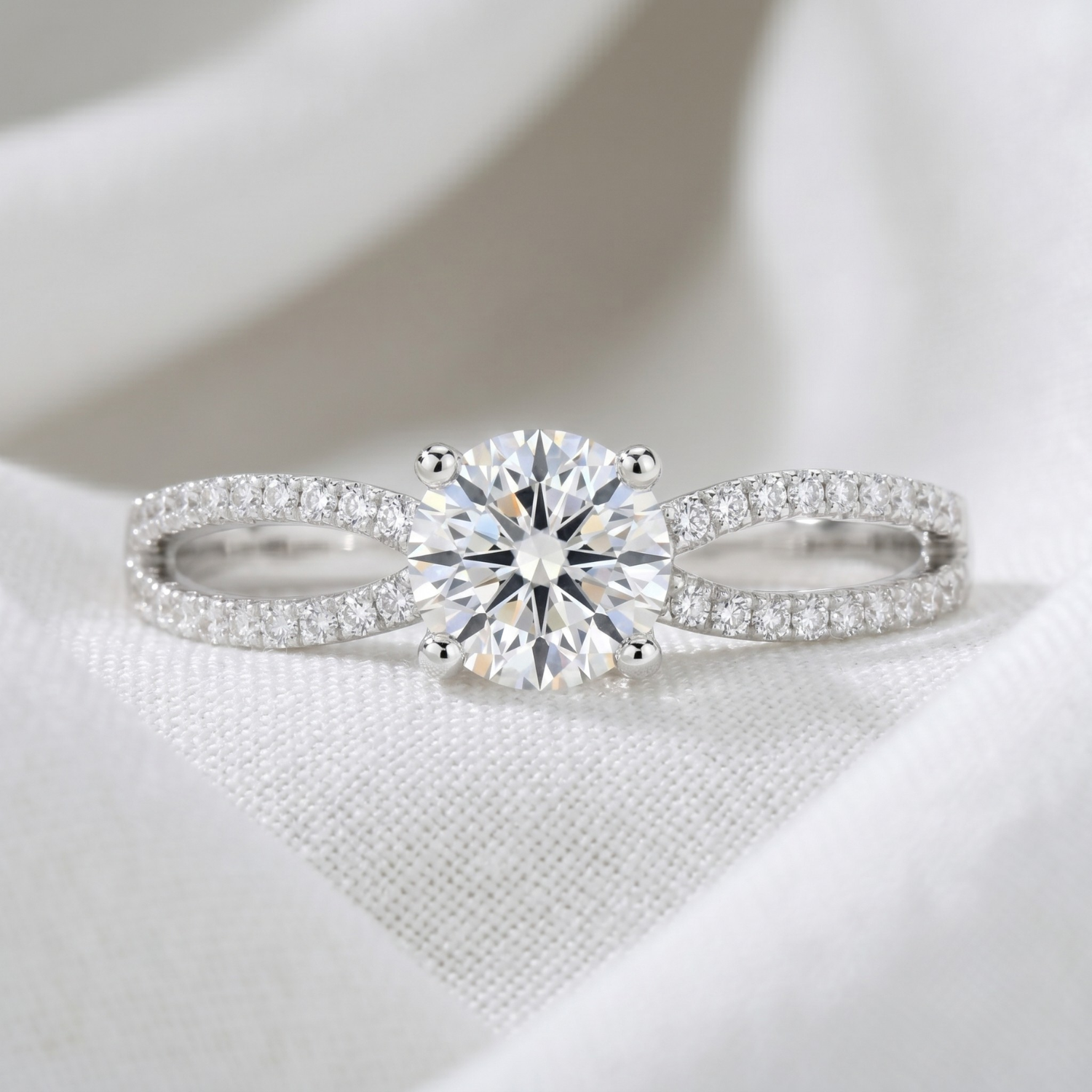 14K White Gold Cubic Zirconia Engagement Ring