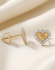 14K Yellow Gold Heart Lab Diamond Studs, 0.25ctw, Screwback