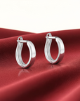 14K White Gold Plain Huggie Hoop Earrings