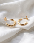 10K Yellow Gold Half Huggie Hoop Earrings, With Secure Pushbacks
