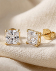 14K Yellow Gold Princess-Cut Lab Diamond Studs, Pushback