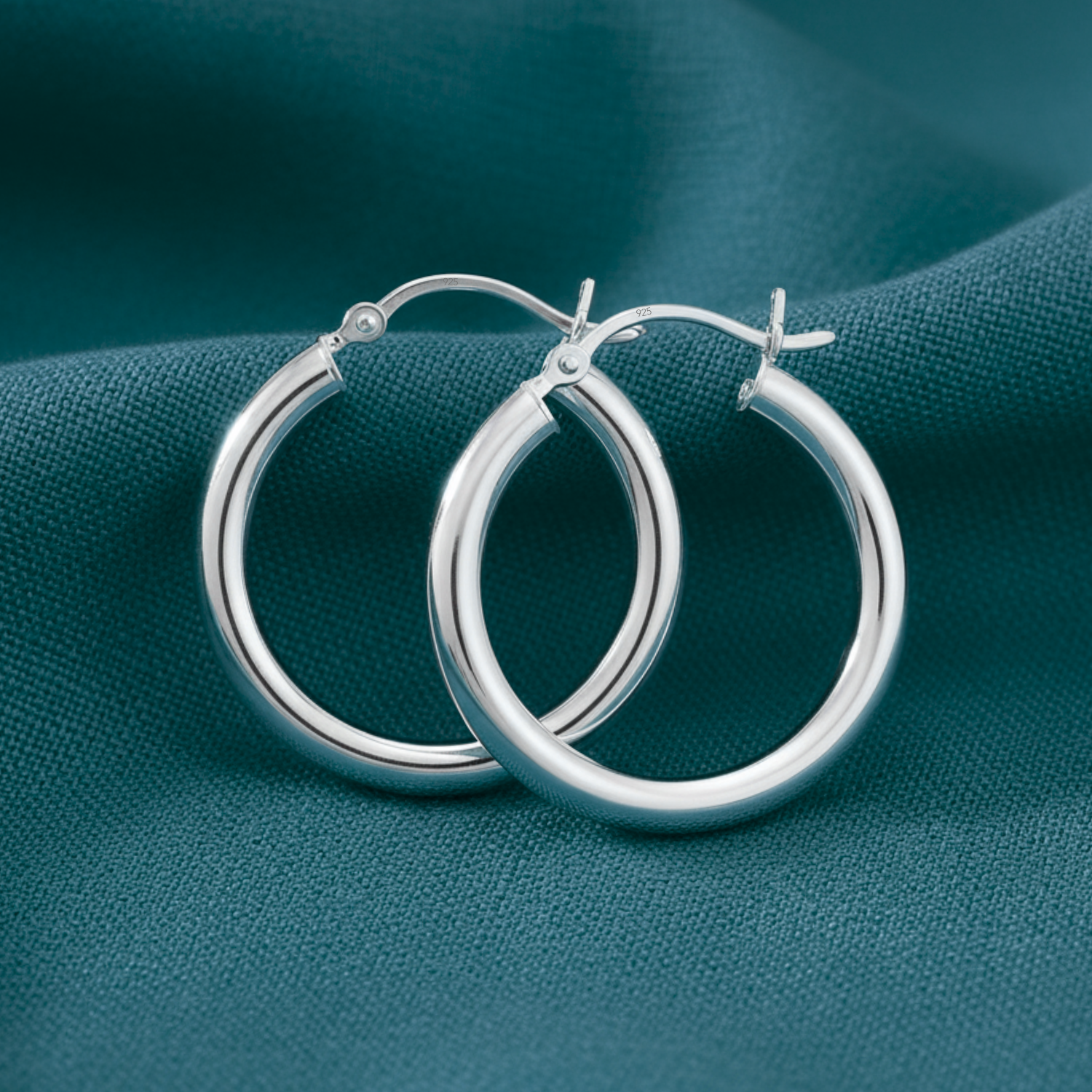 Sterling Silver Classic Round Chunky Hoop Earrings, 3mm