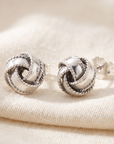 Sterling Silver Braided Love Knot Studs, Pushback
