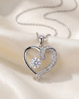 Sterling Silver Open Heart Solitaire CZ Pendant Necklace