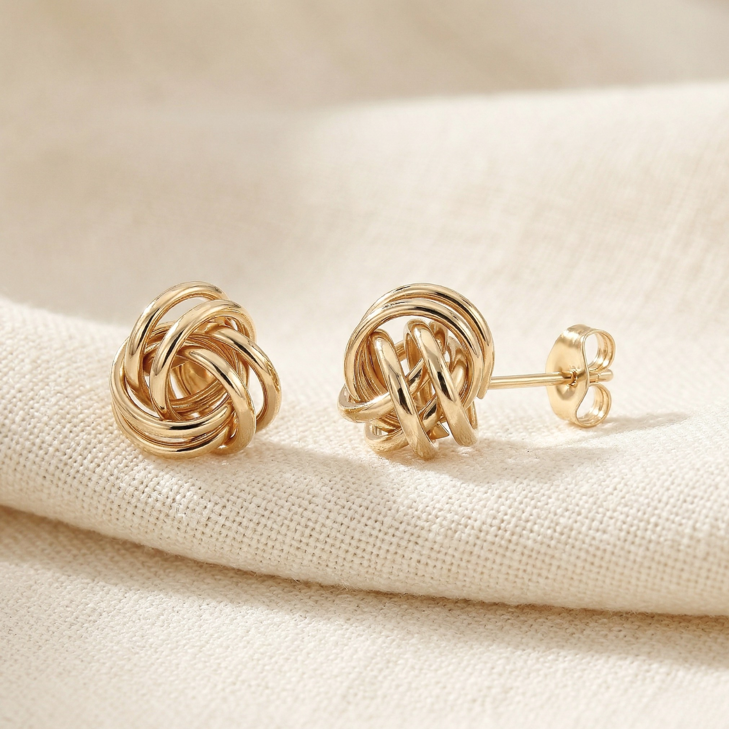 Orecchini a bottone Love Knot in oro massiccio 14k, orecchini a bottone Love Knot Twist con Orecchini a bottone Love Knot in oro massiccio 14k, orecchini a bottone Love Knot Twist con
