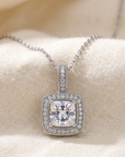 Sterling Silver Round Halo CZ Pendant Necklace